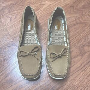 Bass Boater Women Shoes Loafers Slip One Sz 8.5 Leather Upper Neutral Tan